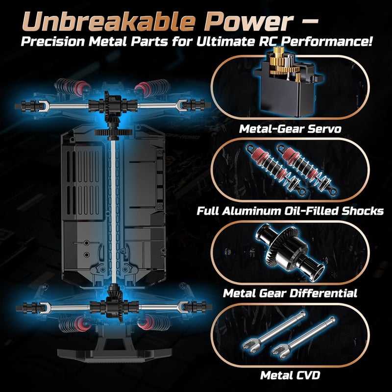 DEERC 9309E All Terrain Fast RC Cars for Adults 40KPH,4WD Electric Off-Road Remote Control Monster Truck,2.4Ghz High Speed Car,Waterproof Monster Truck with 2 Batteries for Boys & Kids - Image 4